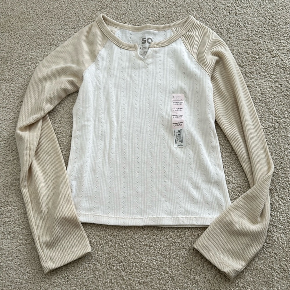 NWT SO girls long sleeved shirt-size L(10-12)